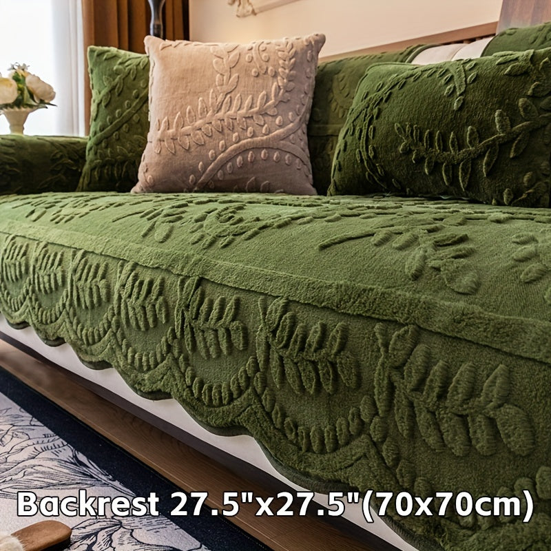 [Warm Faux Fur Sofa Cover] Thick, Warm Faux Fur 1pc Plush Leopard Print Sofa Cover - Pet-Friendly, Non-Slip Couch Protector - Fits Multiple Sofa Sizes for Living Room, Bedroom, Office Decor