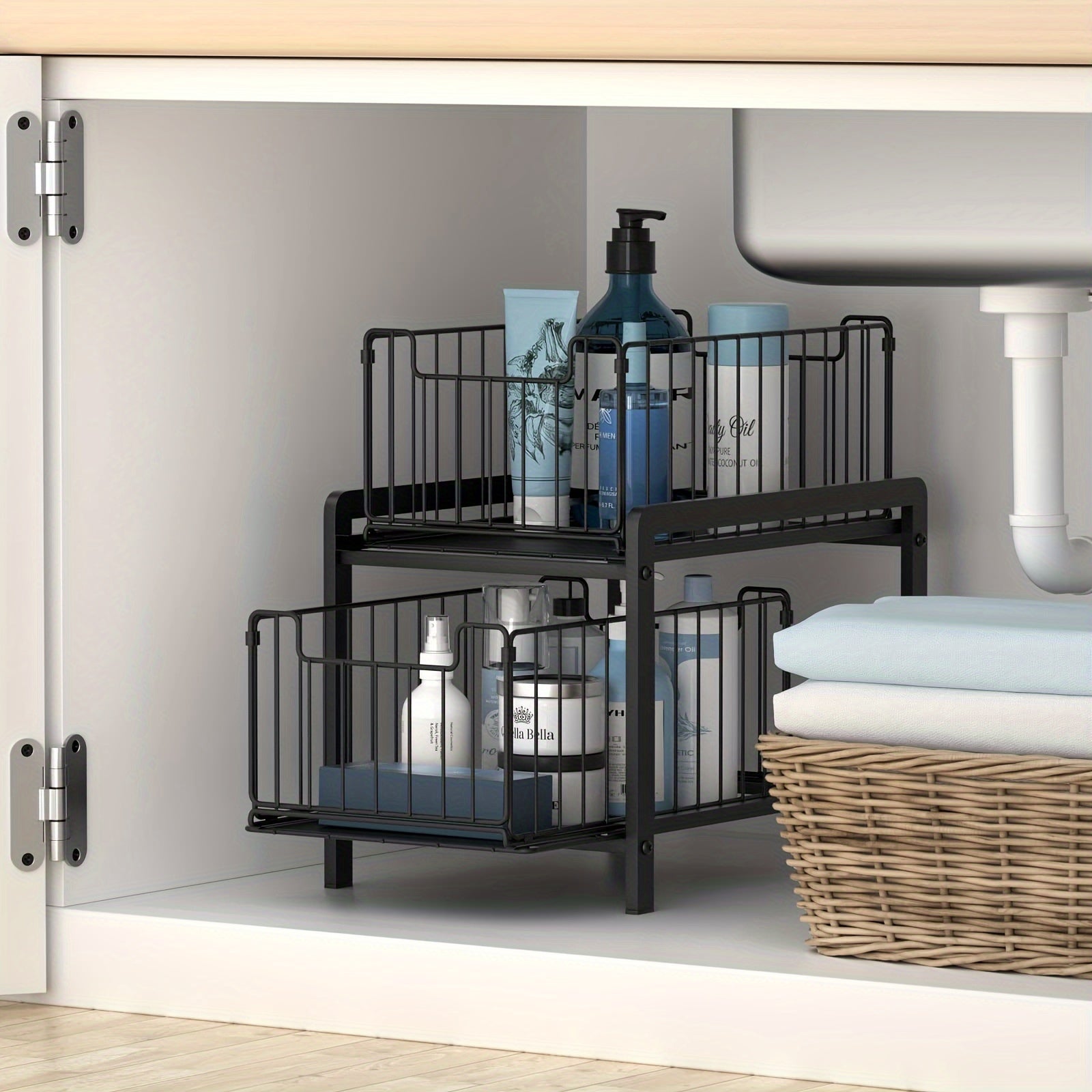 2-Tier Iron Under Sink Cabinet Organizer -
