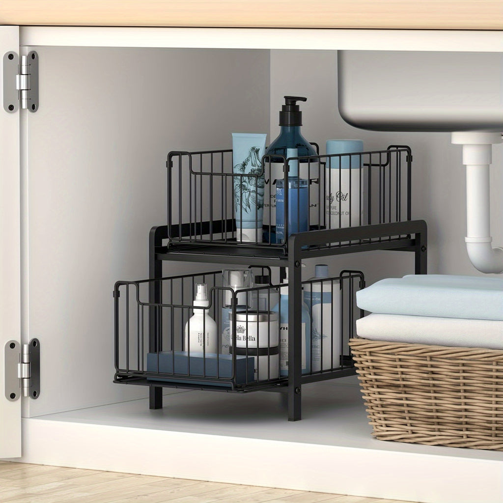 2-Tier Iron Under Sink Cabinet Organizer -