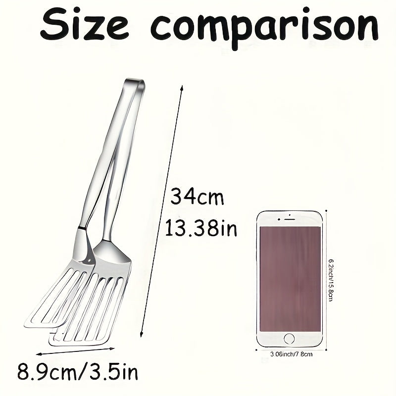 Stainless Steel Multifunctional 1pc Serving Tongs - Effortless Food Prep and Presentation for Buffet, Fish Frying, Bread, Steak, Salad, and Dessert - Kitchen Tools