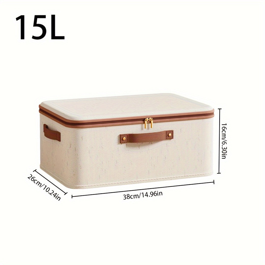 Linen Zipper Quilt Storage Bins with Lids, linen Fabric
