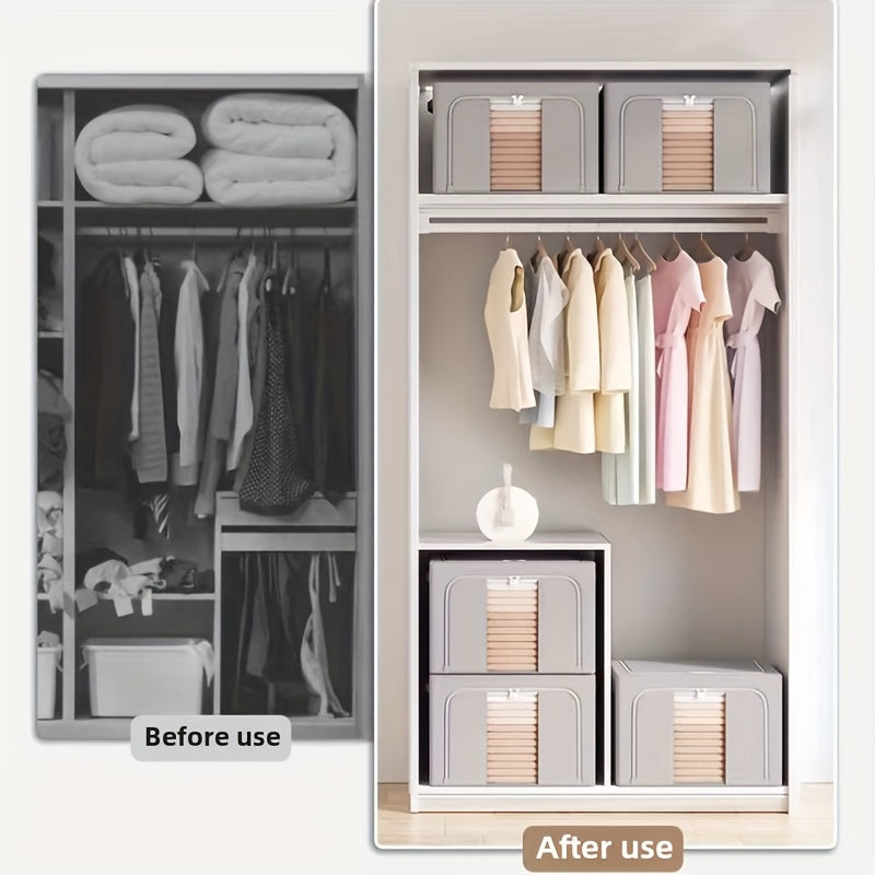 Large Capacity Waterproof Non-Woven Fabric Storage Box with Clear Visibility Window,