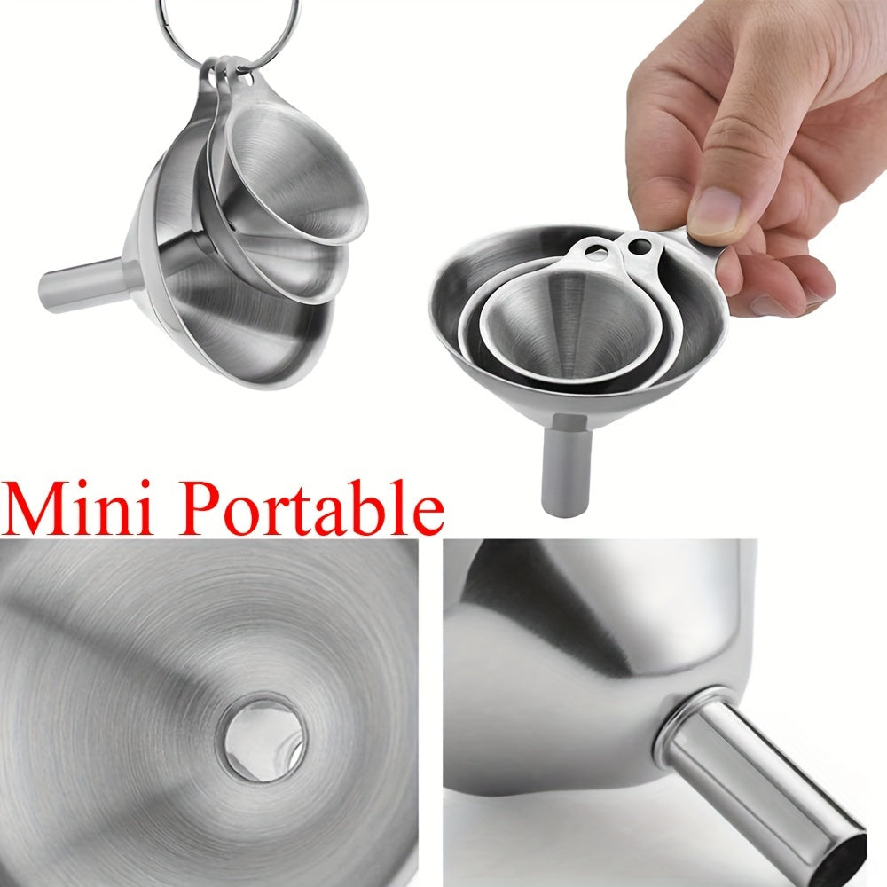 3/4/5pcs Stainless Steel Funnels Set Portable Funnel Mini Hopper Food Grade Metal Funnels for Filling Bottles Small Funnels for Essential Oil Spices Bottles Filler Mouth Funnel Mini Beer Liquid Oil Stainless Steel Funnel Kitchen Gadget Funnel Set