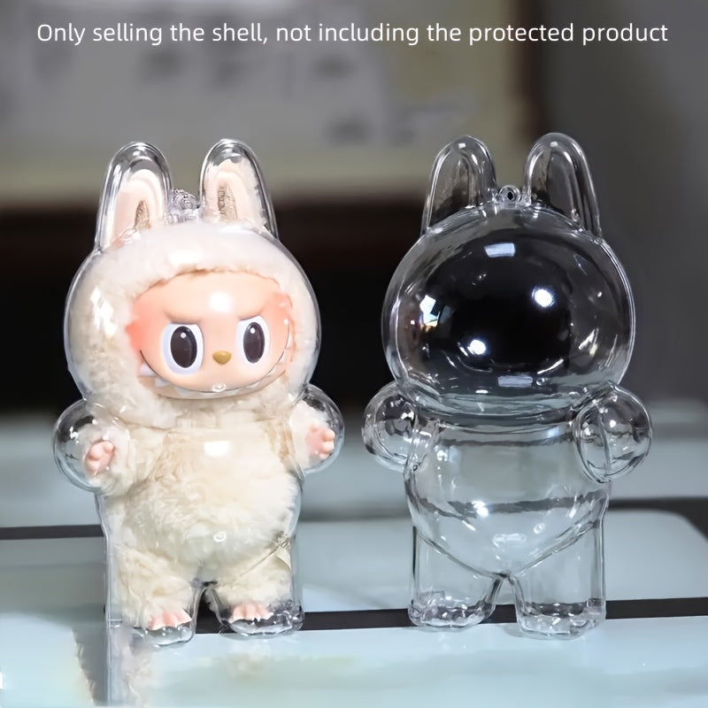 Protective Case, Dustproof Shell, 1 Doll Monster Series Acrylic Transparent Protector, Clear Plastic Dust Bag Pendant Accessory, Storage Box for Collectible Figures (Doll Not Included)