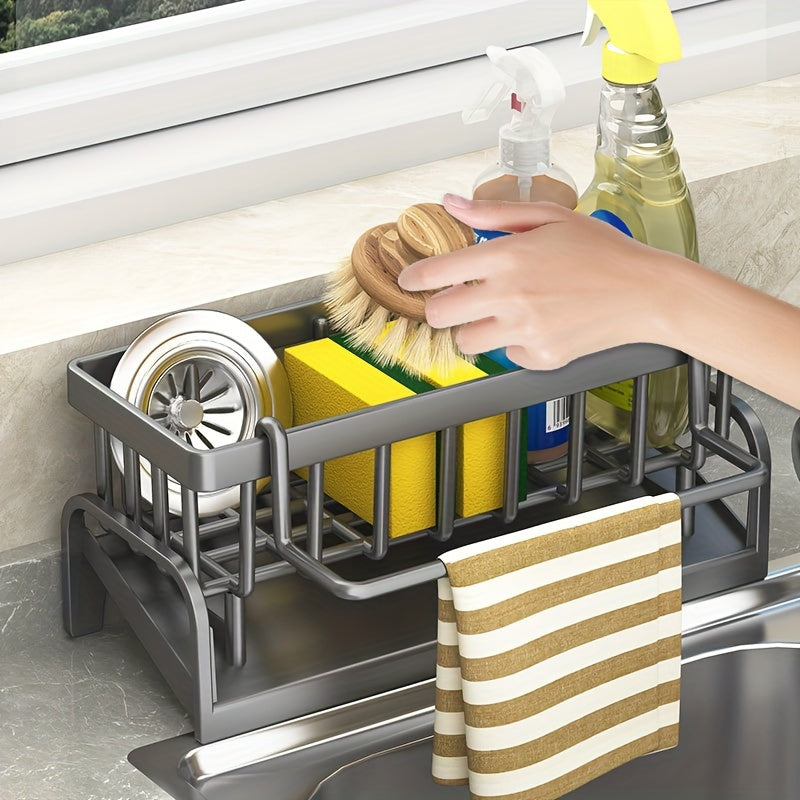 Multifunctional Plastic Kitchen & Bathroom Sink Caddy Organizer Set – Faucet Hanging Storage Rack for Dish Cloth, Sponges, Brushes – Durable, Easy-Clean Holder for Home Organization and Space Saving