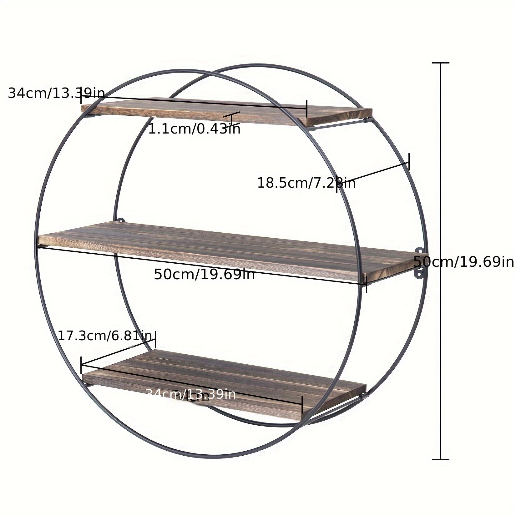 Classic Wooden 3-Tier Round Floating Shelves