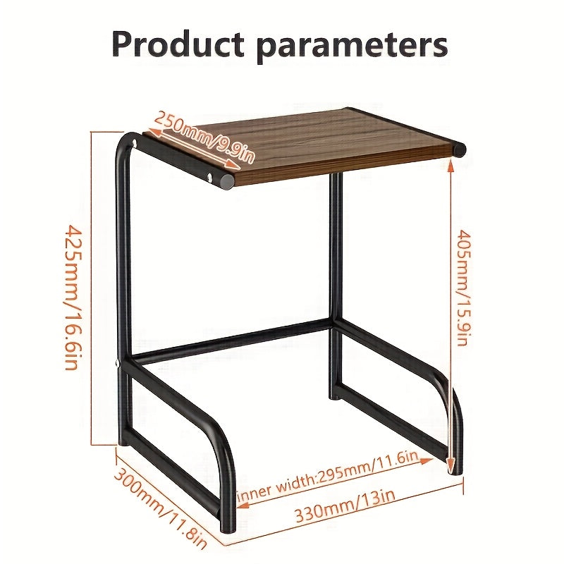 [Metal Kitchen Organizer] Metal Versatile Kitchen Organizer | Coffee, Toaster & Rice Cooker Stand with Hardwood Finish for Countertop Storage