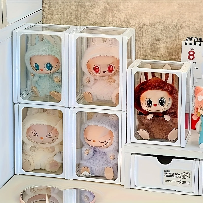 LABUBU Doll Display Stand | Stackable Organizer | Dual Mode Standing/Sitting Display Case, Suitable for Labubu Figures | Acrylic Cabinet Protects Your Collection | Popular Art Toy Gift for Collectors