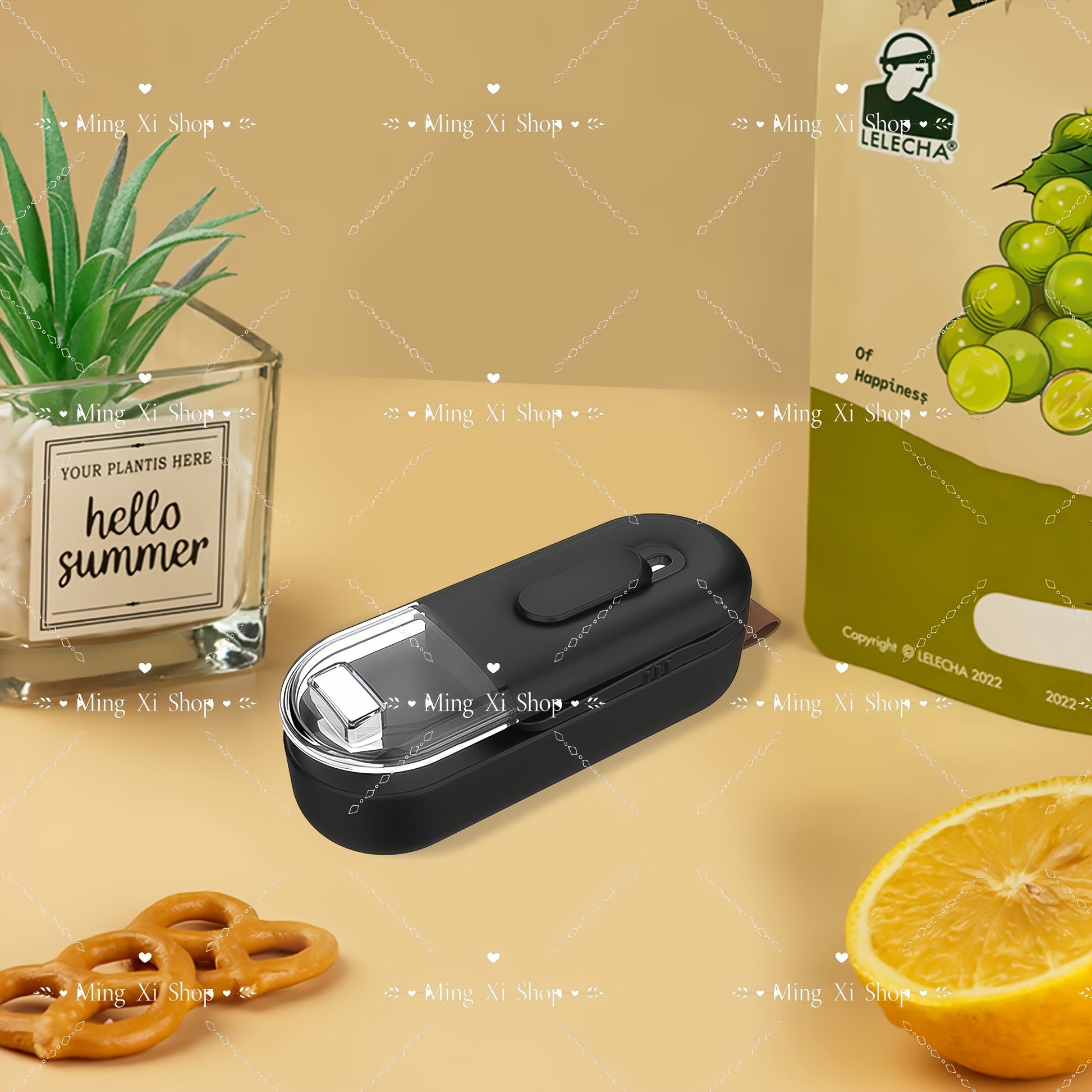 Portable 2-in-1 Heat Vacuum Sealer & Cutter Machine - Semi-Automatic for Snacks, Cookies, Chips | Battery-Powered (2 AA Not Included) | Black Kitchen Storage Accessory