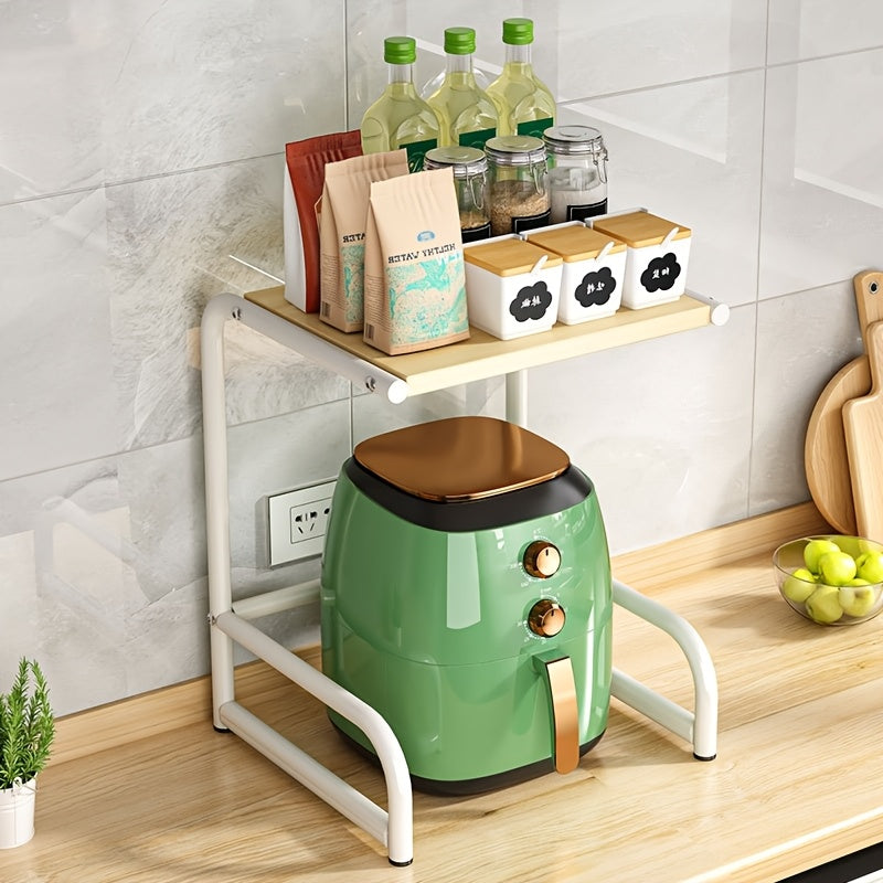 [Metal Kitchen Organizer] Metal Versatile Kitchen Organizer | Coffee, Toaster & Rice Cooker Stand with Hardwood Finish for Countertop Storage