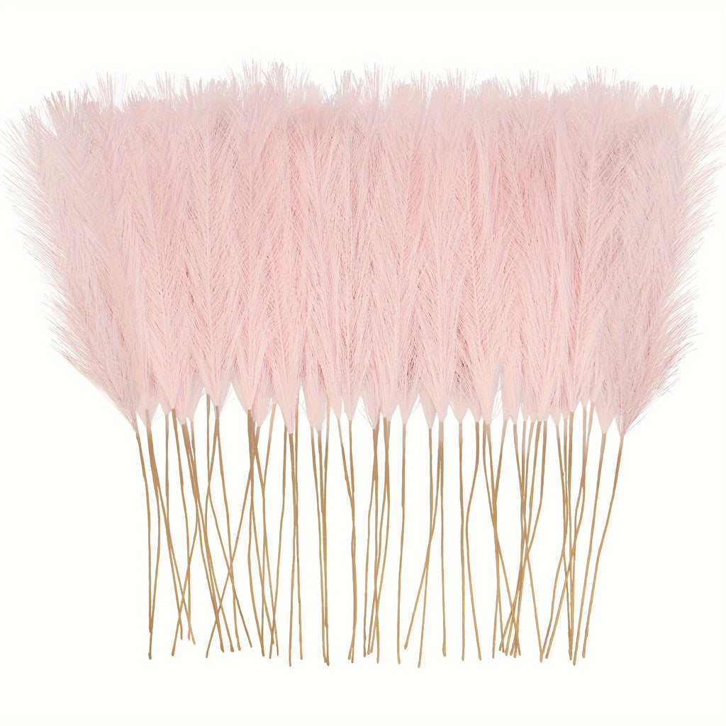 Pink Faux 21" 10pcs Bloomings Pampas Grass - Polyester Artificial Branches Vase Filler - No Electricity or Battery Needed for Home Wedding Boho Decor, Christmas Decoration