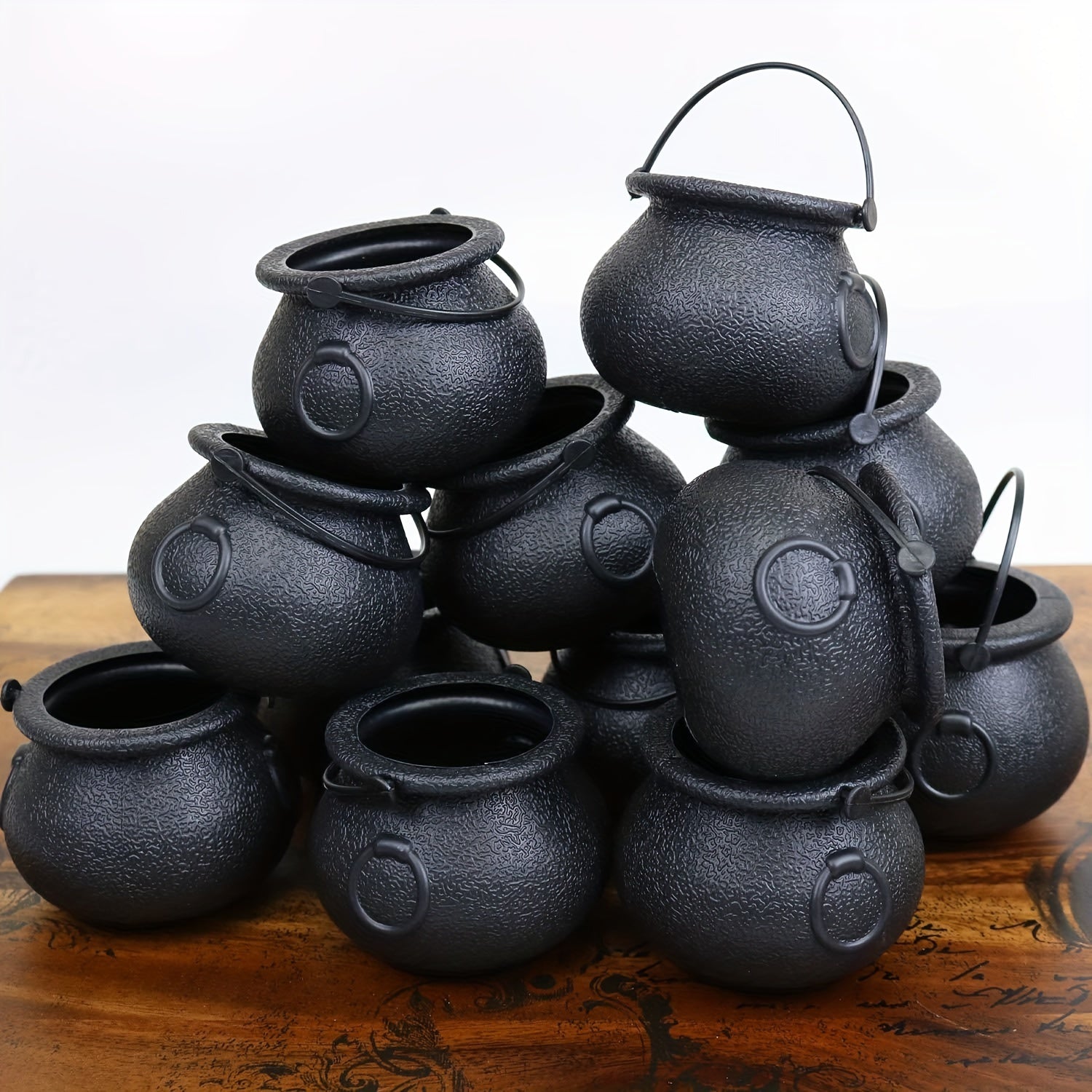 6pcs Mini Cauldron Kettles, Novelty Kettles, Halloween Black Cauldrons Holder, Witches Cauldron, Cauldron Pot Party Favors-(non-food contact)