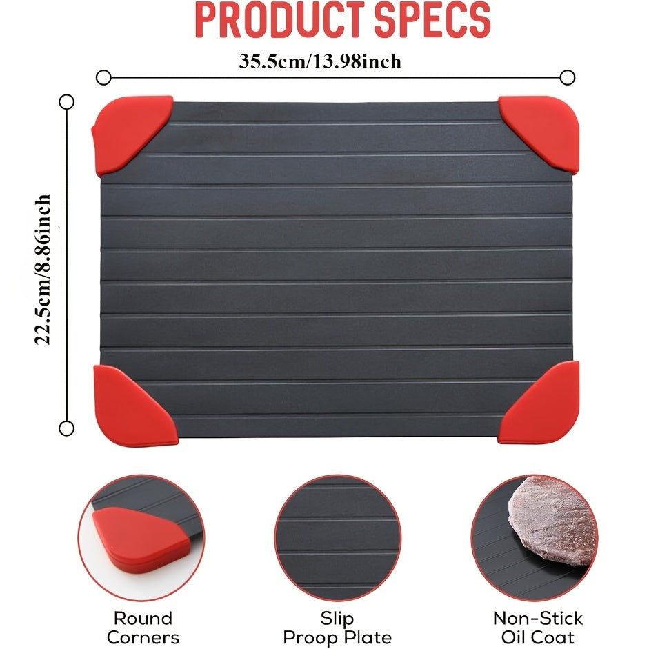 Fast Magic Meat Defrosting Board - Rapid Aluminum Thawing Tray with Silicone Edges, Efficient Frozen Meat Defroster for Kitchen, Perfect for Quick & Easy Meat Defrosting, Meat Thawing Devic