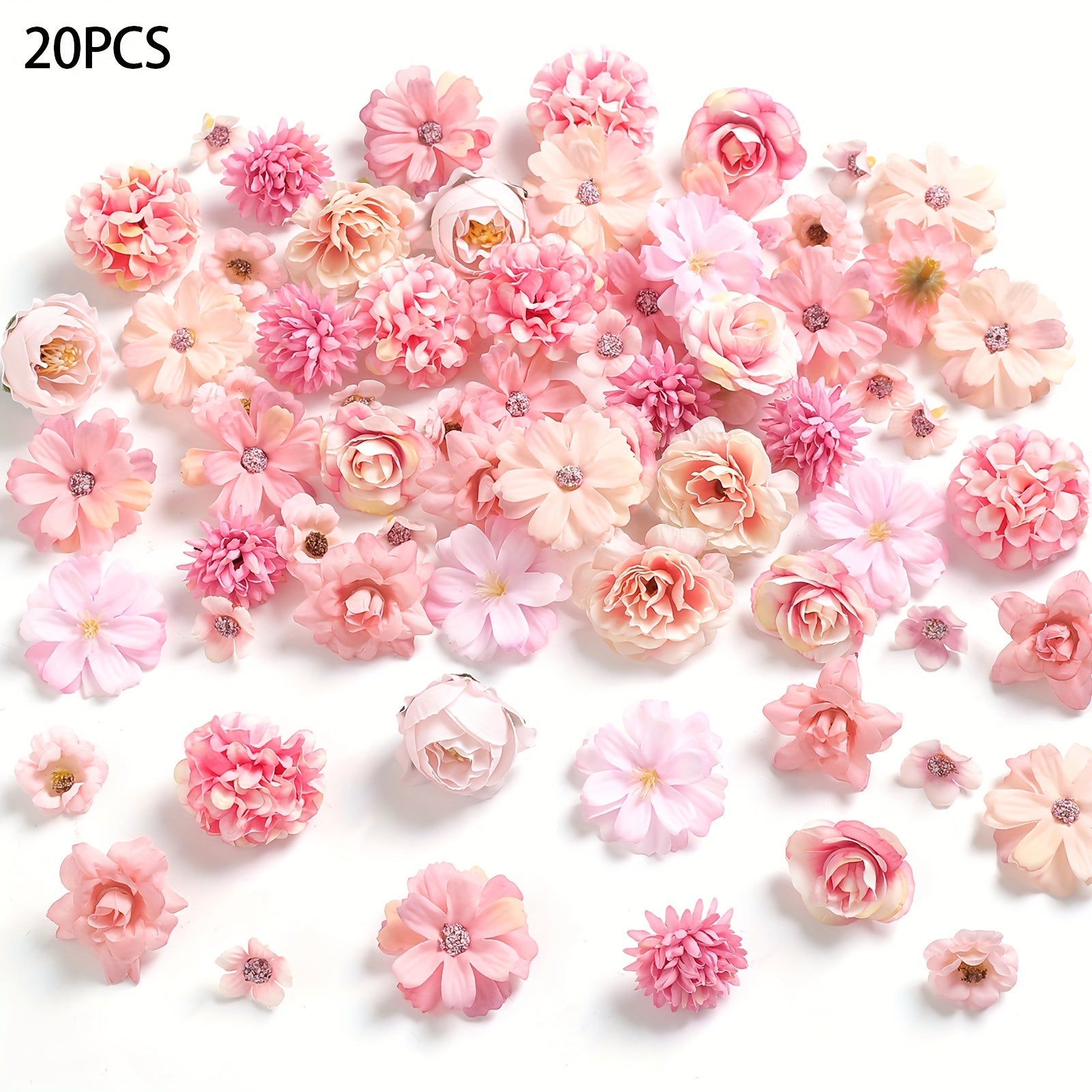 Artificial Rose 20pcs Fake Flower Head Set - For Wedding, Christmas, Home Decorations - Without Container, No Electricity, No Battery - Occasion: Engagement, Halloween, Thanksgiving, Valentine's Day, Graduation - Plant Type: Daisy