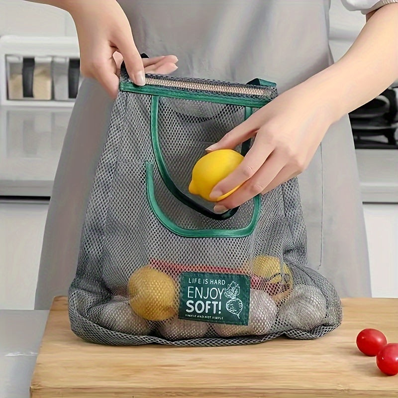 [Wall-Mounted Mesh Bag Organizer] Versatile Kitchen Storage Mesh Bag - Wall-Mounted Organizer for Fruits, Vegetables, Ginger & Garlic | Essential Home Accessory