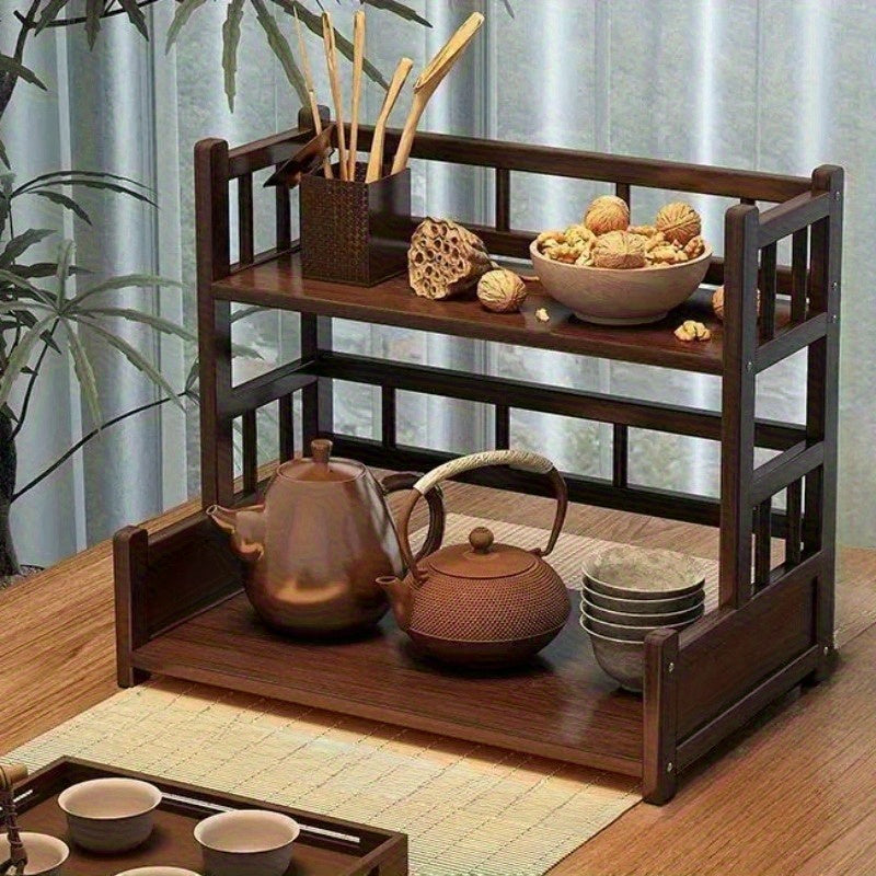 Elegant Bamboo and Wood Desktop Gap Shelf