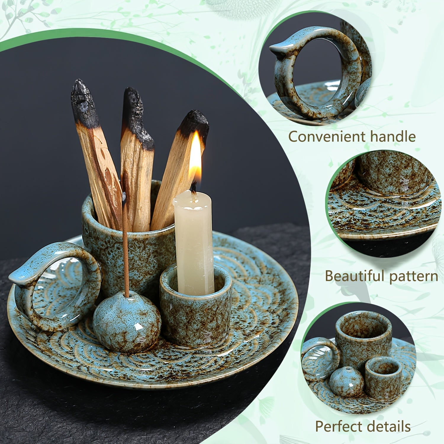 1PC 4 IN 1 Premium Ceramic Incense Burner