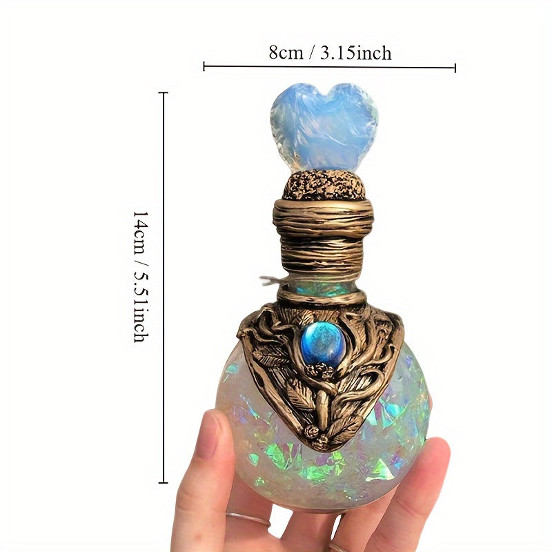 Classic Resin Magic Potion Bottle Figurine - Handcrafted Ornamental Bottle with Gem Accents - Multifunctional Decor Piece for Various Room Types, Ideal for Christmas, Halloween, Easter, Hanukkah, Thanksgiving - Decorative Collectible with No Electricity N