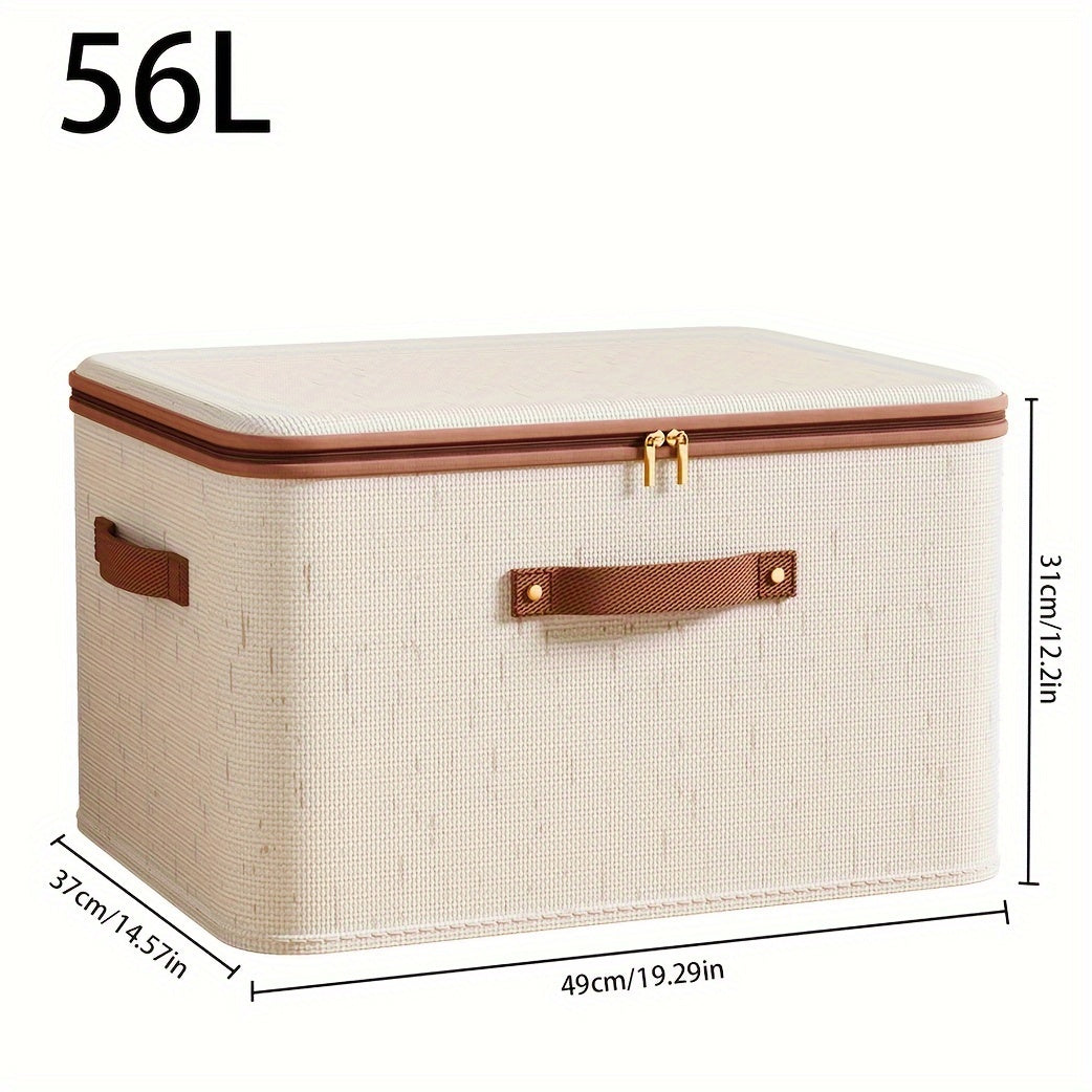Linen Zipper Quilt Storage Bins with Lids, linen Fabric