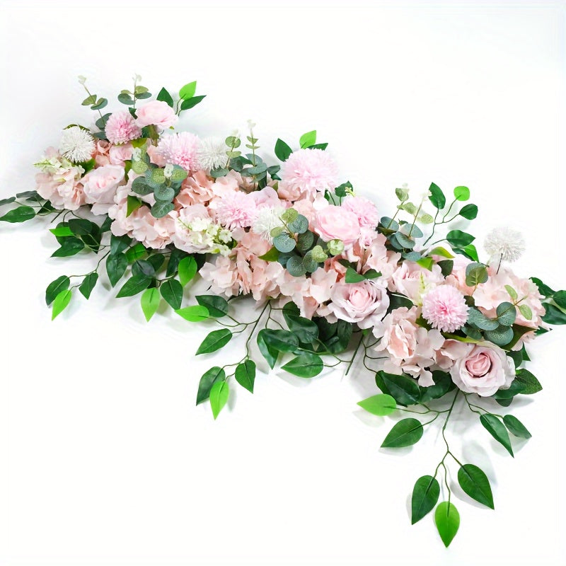 [Artificial Flower Garland] Wedding Artificial Peony & Rose Flower Garland Decor - Decor Floral Arrangement for Wedding Arch Background, DIY Wedding Wall Decor Supplies with Plastic Foliage, Party Event Decor