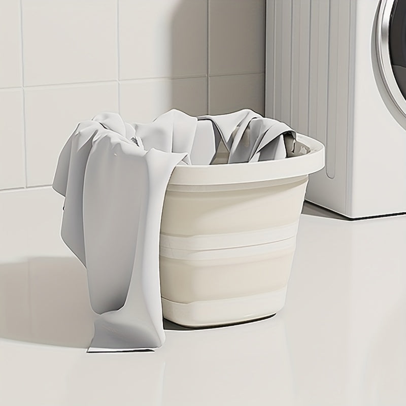 1pc Folding Bucket, Portable Plastic Bucket that Does Not Take Up Too Much Space When Folded, Portable Outdoor Car Fishing Bucket, Household Large Capacity Dirty Clothes Basket, Washing Bucket, Foot Soaking Bucket, Multifunctional Folding Bucket, Storage