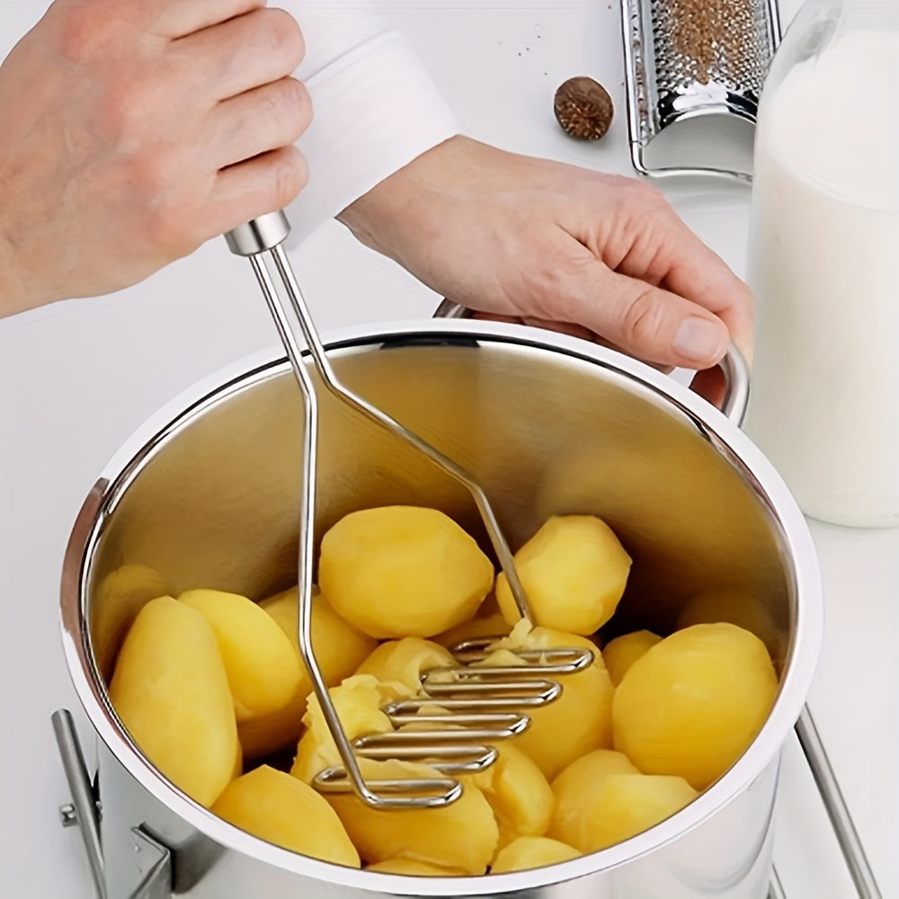 1pc Stainless Steel Wave Potato Masher - Ideal for Kitchen Vegetable and Fruit Puree, Kitchen Essentials | Modern Kitchen Tool | Durable Kitchenware