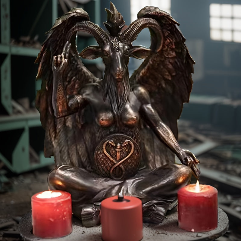 1pc Exquisite Mountain Goat Statue - Mystical Demon Figurine with Meditating Pose, Home Decor Ornament for Spiritual Space, Unique Gift Idea