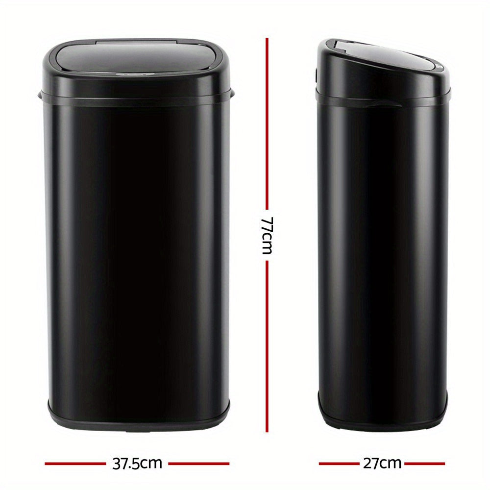 Devanti 68L Motion Sensor Trash Can - Large Capacity Automatic Garbage Bin with Quiet Operation, Fingerprint-Resistant Steel, and Bag Holder for Kitchen, Black (AA Battery Powered)