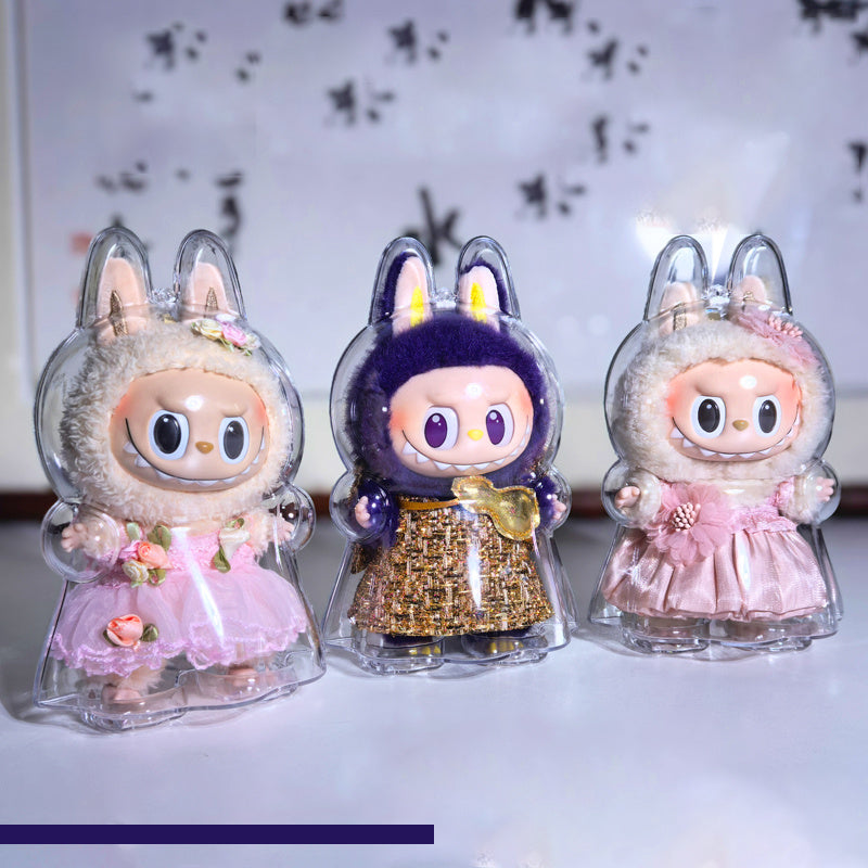 LABUBU Monster Series Transparent Acrylic Protective Case - Dustproof Storage Box, Lightweight & Hand-Washable, Ideal for Collectible Figurines & Home Decor Accessories, Collectible Storage|Playful Design|Glossy Finish, Monster Figurines