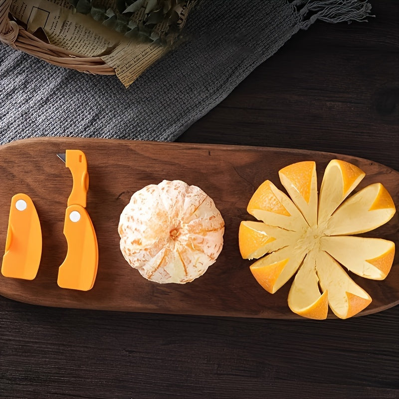 1/2pcs, Orange Peeler, Plastic Orange Peeler, Simple Lemon Peeler, Grapefruit Peeler, Creative Cutter, Orange Peeler Tool with Folding Handle, Fruit Peeler, Vegetable And Fruit Tools, Kitchen Gadgets, Peeler for Oranges