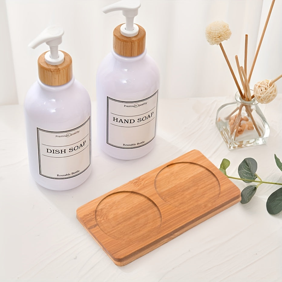 [Wooden Countertop Soap Dispenser Bottle] 1pc, Stylish Wooden Soap Dispenser and Bottle Holder for Countertop and Bathroom Decor