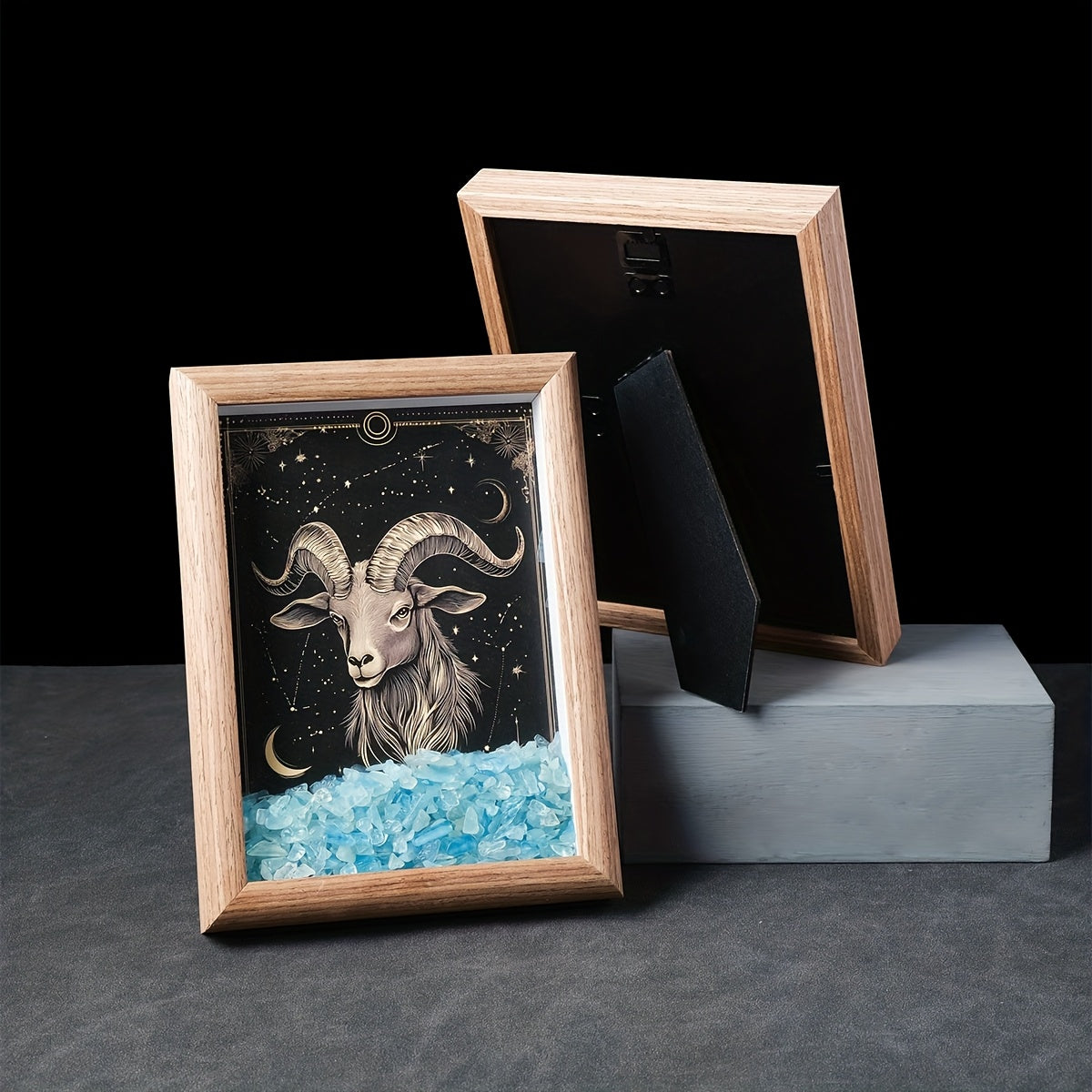 1pc Natural Crushed Stone Zodiac Signs Photo Frame Crystal Crafts for Home Decoration Home Desktop Decoration Housewarming Birthday Christmas Gift