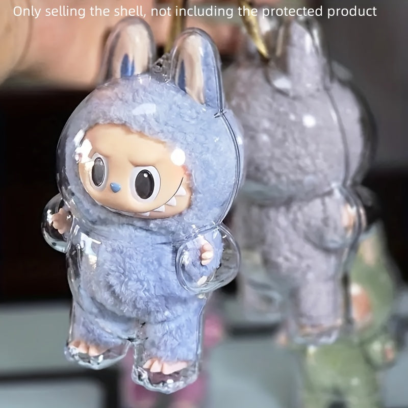 Protective Case, Dustproof Shell, 1 Doll Monster Series Acrylic Transparent Protector, Clear Plastic Dust Bag Pendant Accessory, Storage Box for Collectible Figures (Doll Not Included)