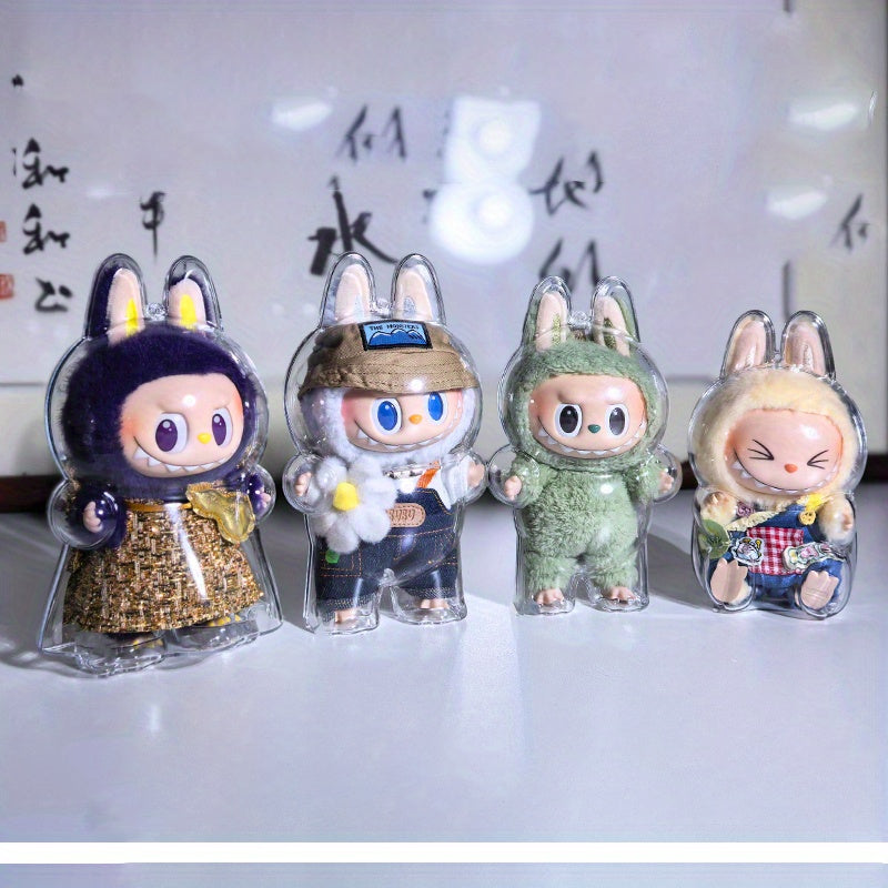LABUBU Monster Series Transparent Acrylic Protective Case - Dustproof Storage Box, Lightweight & Hand-Washable, Ideal for Collectible Figurines & Home Decor Accessories, Collectible Storage|Playful Design|Glossy Finish, Monster Figurines