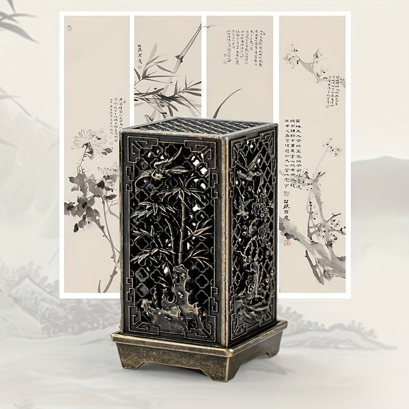 An exquisite set of metal incense burners with decorative design - multi-functional incense burners suitable for incense sticks and cones, elegant Chinese art style home decoration, suitable for Christmas, Halloween, Easter, Day of Light, Thanksgiving