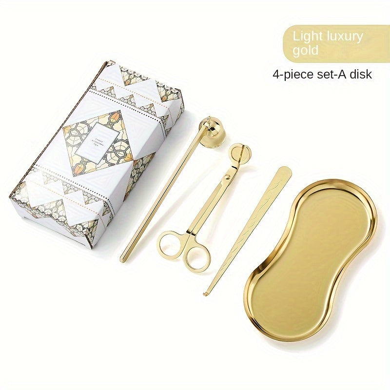 3/4pcs Small Aromatherapy Candle Tool Set, Candle Snuffer Tool Set, Stainless Steel Candle Scissors, Wick Trimmer, Candle Extinguisher Cover, Candle Wick Hook, Candle Accessories