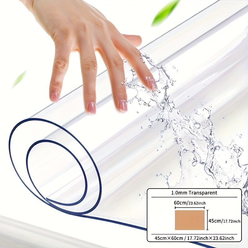 1pc Luxury Transparent Tablecloth - 1.0mm Thick PVC, Scratch & Heat Resistant, Protective Film for Dining & Coffee Tables - Ideal for Home, Office, Hotel Use - Elegant Square Design, Tablecloth