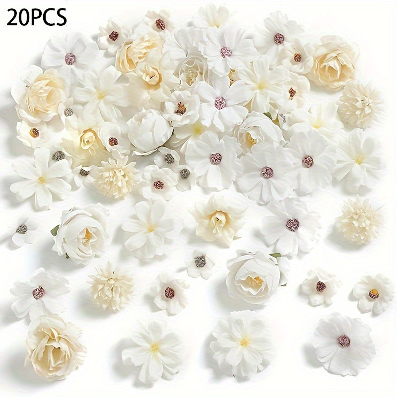 Artificial Rose 20pcs Fake Flower Head Set - For Wedding, Christmas, Home Decorations - Without Container, No Electricity, No Battery - Occasion: Engagement, Halloween, Thanksgiving, Valentine's Day, Graduation - Plant Type: Daisy