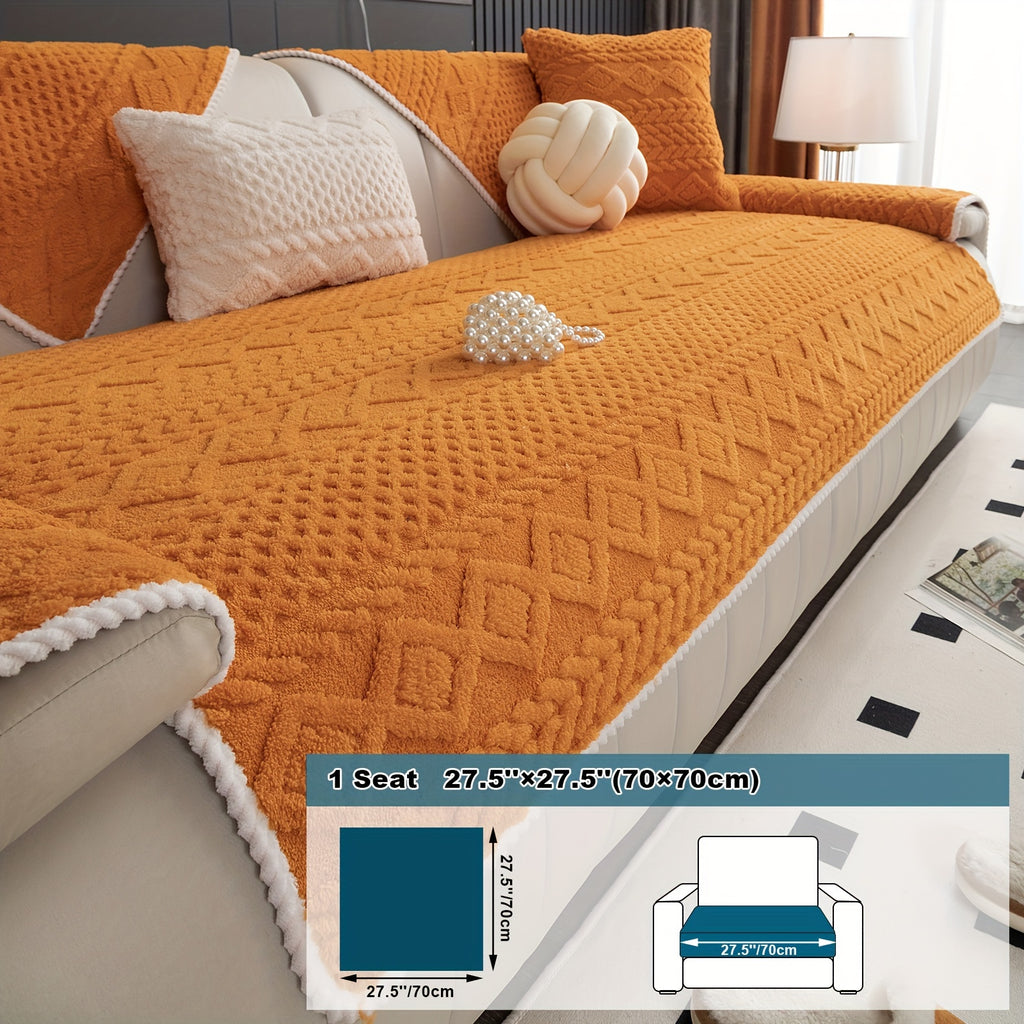 Classic Jacquard Shu Velveteen Sofa Cover - Pet-Friendly, Non-Slip, Machine Washable, Breathable 100% Polyester, 1pc