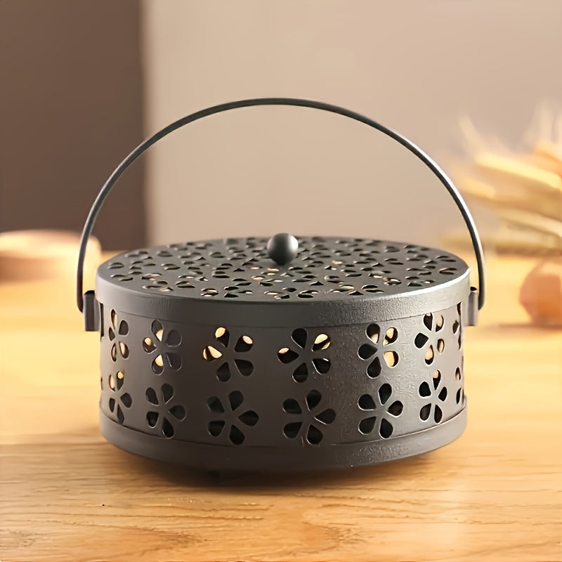 [Vintage Coil Holder] Portable Metal Mosquito Coil Holder with Handle | Vintage Style Iron Incense Burner for Home & Outdoor Decor