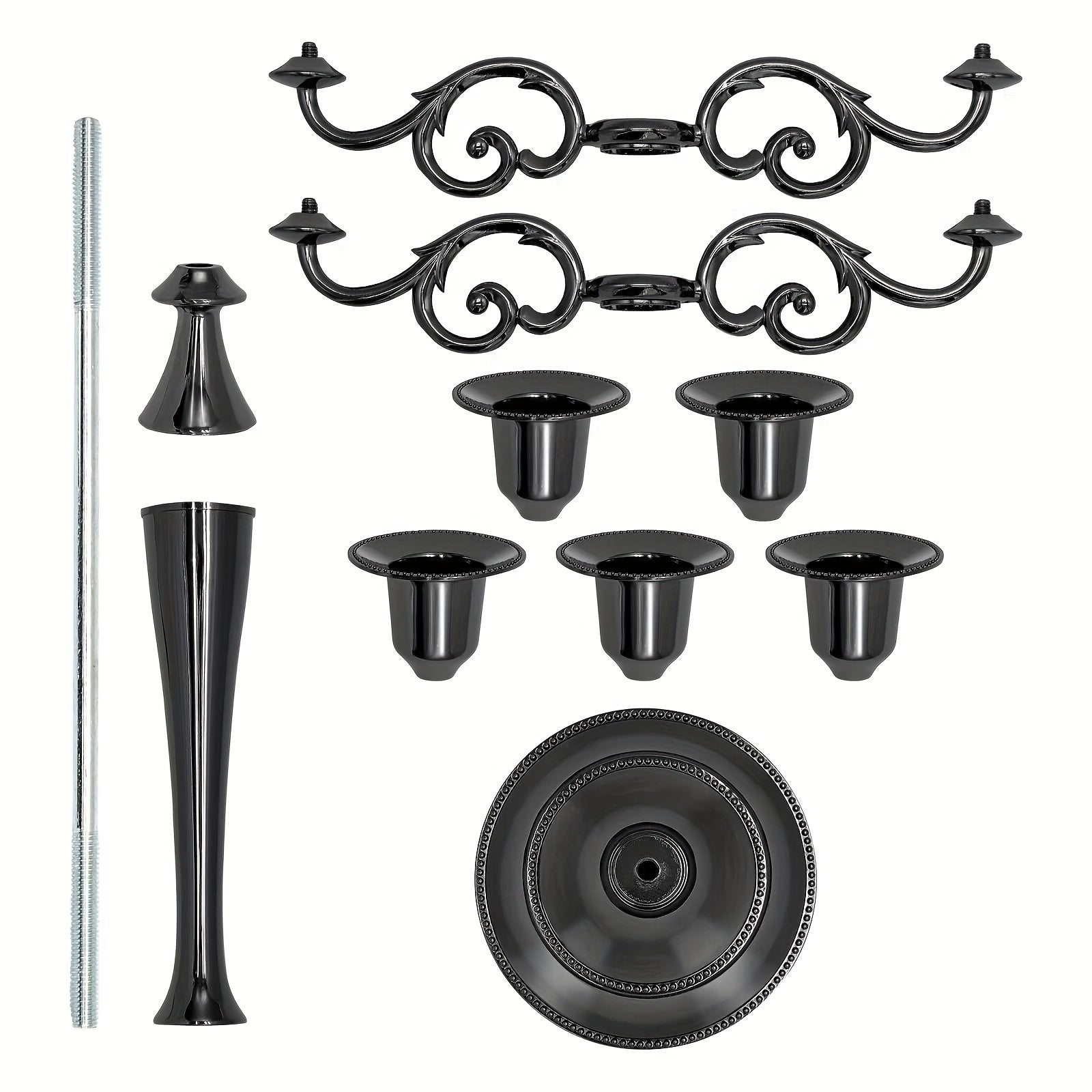 1pc Exquisite Vintage Five-Headed Black Candlestick - Elevate Ambiance with Unique Centerpiece for Weddings, Church, Halloween, Christmas, Formal Events, Home Decor, and Restaurant Dining Table Decoration, Adds Sophistication and Elegance to Any Setting
