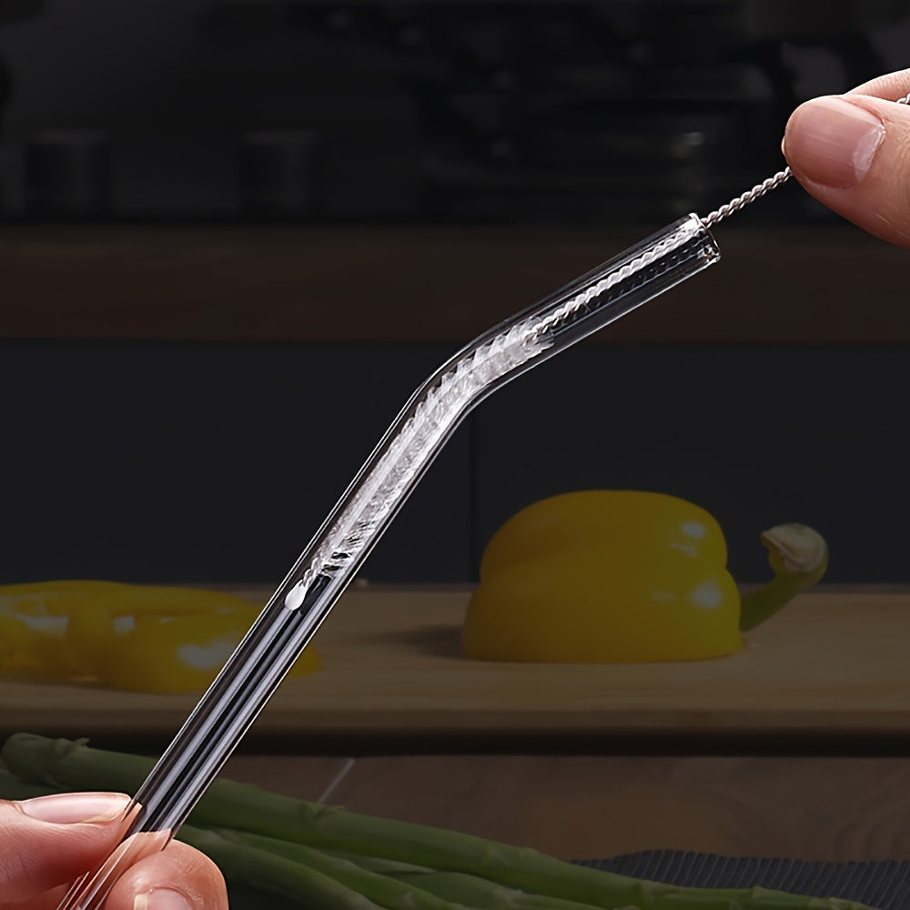 [Glass Straws | Reusable] 12pcs Reusable Glass Straws | 200*8 Glass Straws with 2 Cleaning Brushes | for Drinks Milk Tea Suitable for Home Parties and Outings