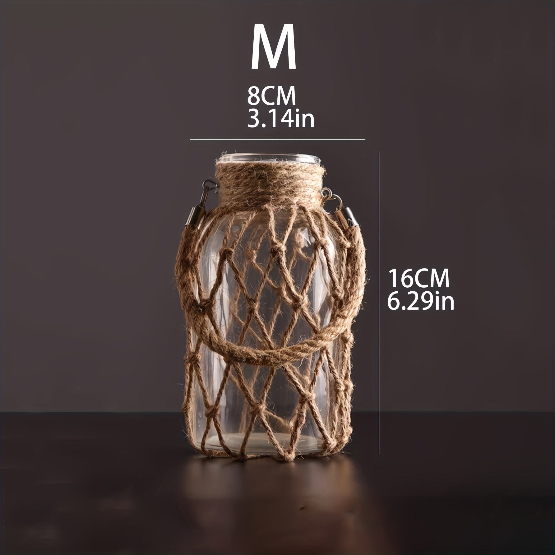 1pc Vintage Woven Mesh Flower Vase, Transparent Glass Hydroponic Vase for Farmhouse Weddings, Home Decor