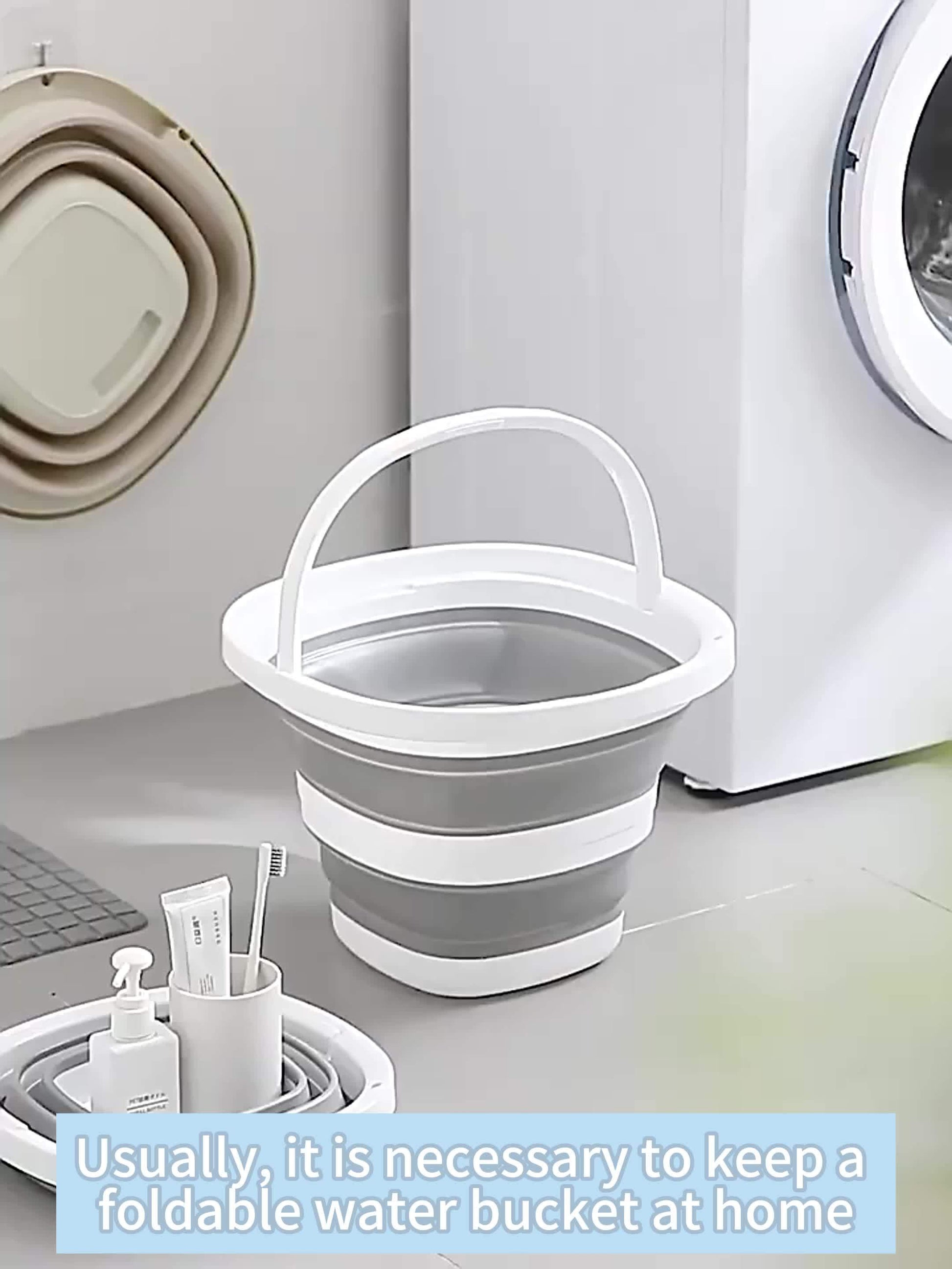 1pc Folding Bucket, Portable Plastic Bucket that Does Not Take Up Too Much Space When Folded, Portable Outdoor Car Fishing Bucket, Household Large Capacity Dirty Clothes Basket, Washing Bucket, Foot Soaking Bucket, Multifunctional Folding Bucket, Storage