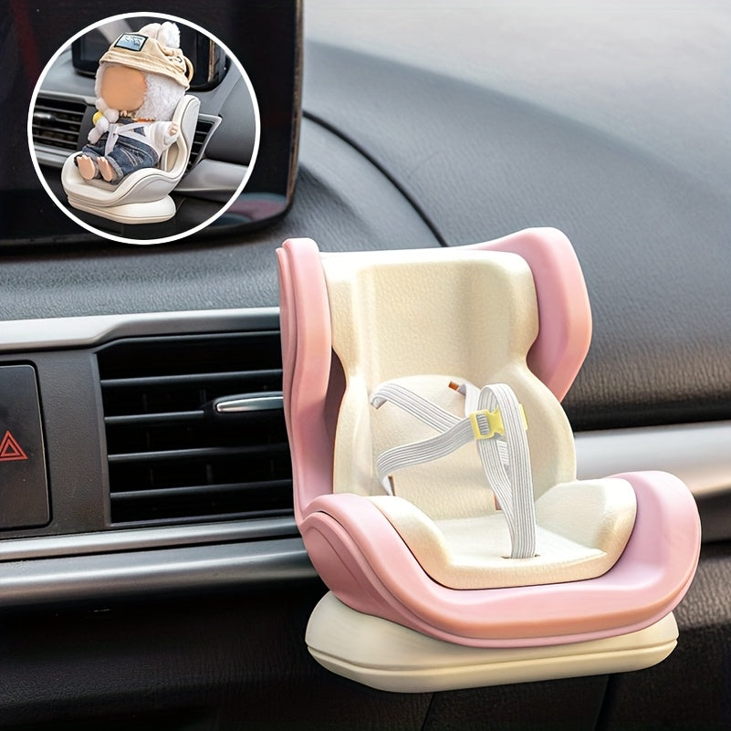 Doll Car Seat with Air Vent Clip & Desktop Stand - Pastel Pink/Blue, Secure Clip-On Base, Compatible with Labubu & 10-17cm dolls - Cute Car Interior Decor, Collector's Display Accessory for Doll enthusiasts & Mystery Box Fans, Playful Design, Wellcrafted