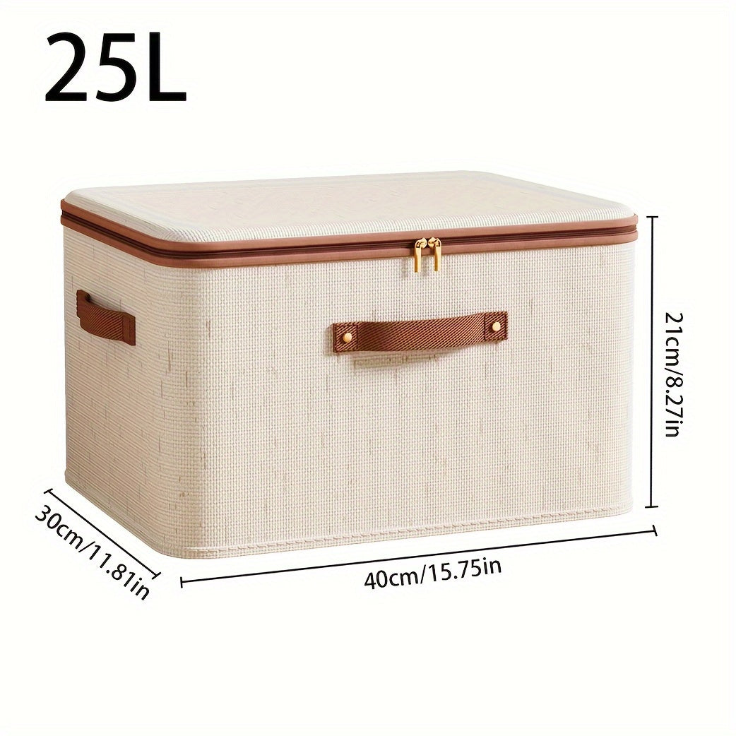 Linen Zipper Quilt Storage Bins with Lids, linen Fabric
