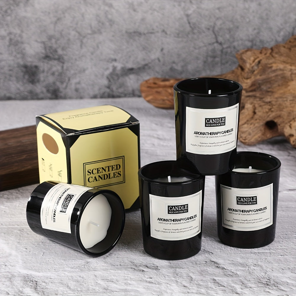 1 shiny black glass aromatherapy candle, lavender sandalwood fragrance, home creative decoration, birthday party gift, smokeless fragrance candle, Perfect for Thanksgiving
