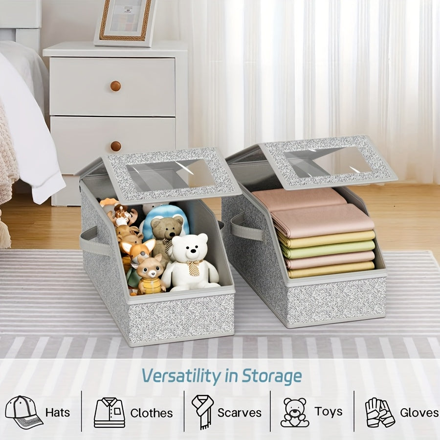 Extra Large Stackable Baseball Cap Storage Box - Dustproof Fabric Organizer with Zipper for Hats, Clothes, Dolls - Versatile and Foldable, Hat Storage Box | Stackable Box | Fabric Bo
