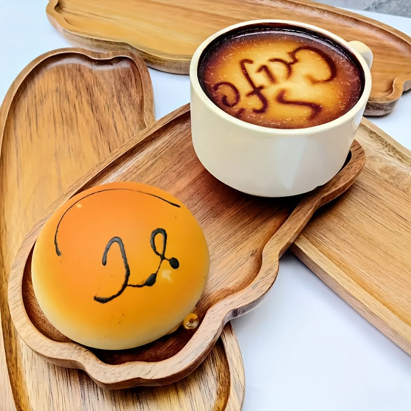 Lightweight Solid Wood Handcrafted Wooden Dessert Plate Set - Oval Serving Tray, Multi-Use Platter, Ideal for Breakfast, Coffee, Tea, Snacks, Plants, Room Decor - with Cheese Board & Serving Dish for Holiday Gift, All-Season Kitchen Accessory