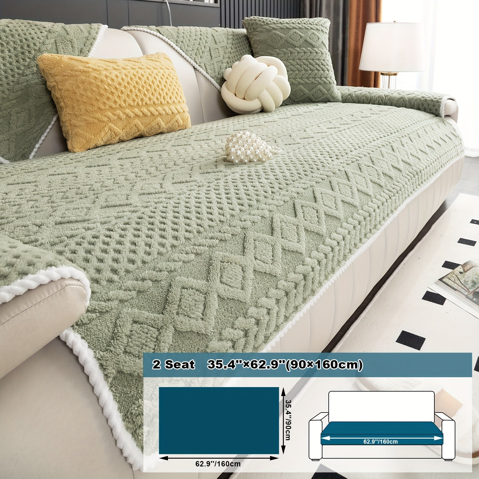 Classic Jacquard Shu Velveteen Sofa Cover - Pet-Friendly, Non-Slip, Machine Washable, Breathable 100% Polyester, 1pc